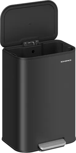 Miniatura 10 de SONGMICS Basurero de Cocina, Bote de Basura de 8 Galones (30 L) con Tapa, Acero Inoxidable, Cierre Suave y se Mantiene Abierto, Cubo Interior, Pedal