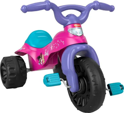 Fisher-Price Triciclo para niños pequeños Barbie Tough Trike, bicicleta de juguete con agarres de manillar y almacenamiento para jugar al aire