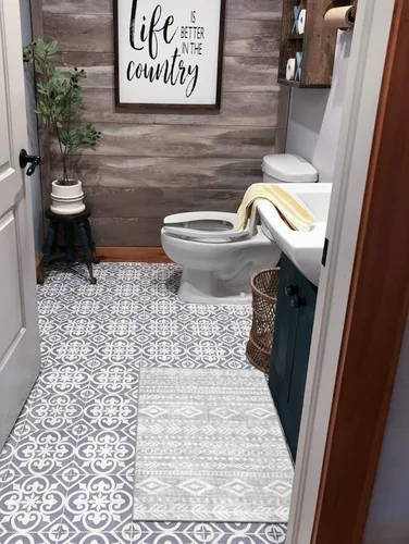 Miniatura 4 de Lahome Alfombra bohemia marroquí para entrada, lavable, de 2 x 3 pies, color gris y blanco, antideslizante, ultra fina, suave, rústica con estampado