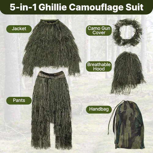 Miniatura 2 de Ghillie Suit for Men, 5 in 1 3D Camouflage Hunting Suits Camo Hunting Clothes for Adults