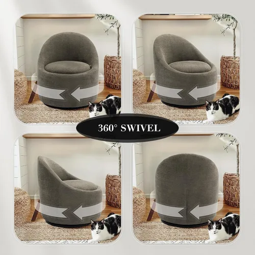 Miniatura 3 de COLAMY Juego de 2 sillas giratorias de acento, silla redonda giratoria de 360 con almacenamiento oculto, sillón moderno pequeño tipo barril