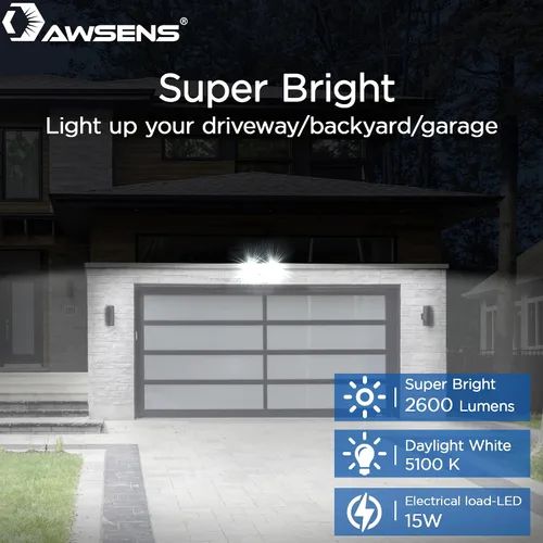 Miniatura 6 de Focos de seguridad LED de 30W con sensor de movimiento al aire libre, 180 grados, 2600 lm, 5100 K, resistente al agua ETL, foco detector de Negro