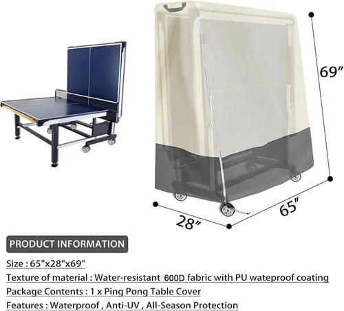 Miniatura 2 de Cubierta de mesa de ping pong para interiores y exteriores, impermeable, a prueba de polvo, protector solar, resistente, plegable, cubierta de mesa