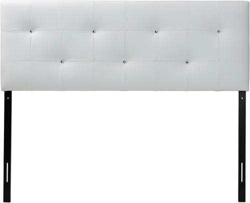 Baxton Studio Dalini cabecera para interiores con botones de cristal de imitación, Vinilo, Blanco