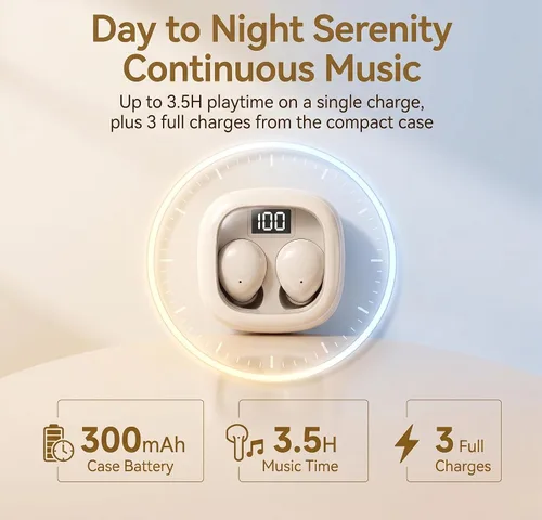 Miniatura 5 de Audífonos invisibles para dormir de lado, mini auriculares inalámbricos Bluetooth ultra pequeños, ajuste de presión cero, bloqueo de ruido