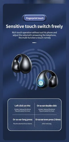 Miniatura 5 de Auriculares Bluetooth con clip de oreja abierto, Bluetooth 5.3, micrófono integrado, 36 horas de reproducción, conducción ósea, auriculares