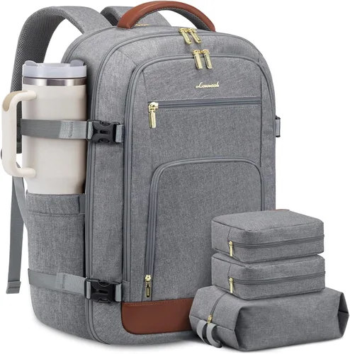 Miniatura 14 de LOVEVOOK Mochila de viaje para mujer y hombre, Beige, Mochilas de viaje