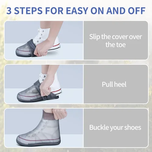 Miniatura 6 de Fundas impermeables para zapatos, protectores de zapatos engrosados antideslizantes, reutilizables, plegables, cubiertas para zapatos para lluvia