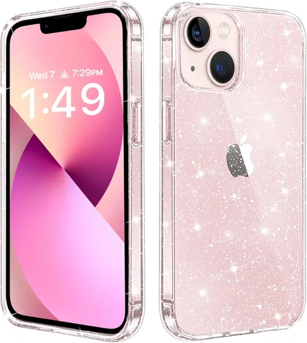Miniatura 10 de JJGoo Compatible con iPhone 13 Funda, Purpurina Suave TPU A Prueba de Golpes Protectora Parachoques Cubierta, Brillante Bling Brilloso Lindo Delgado