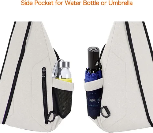 Miniatura 7 de MOSISO - Mochila bandolera/cruzada de lona para senderismo con bolsillo antirrobo Blanco perla