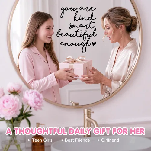 Miniatura 4 de 2 x Adhesivo de Vinilo para Espejo, Adhesivo para Espejo de Coche, Etiqueta Positiva, Etiquetas "Eres Amable" para Mujeres, para Niños, para Negro