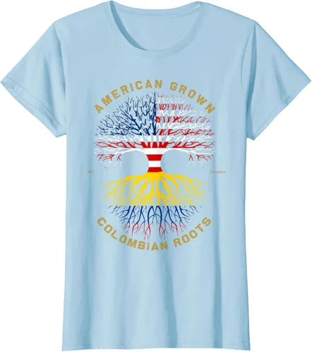 Miniatura 21 de Camiseta de regalo con la bandera de Estados Unidos con árbol de raíces colombianas