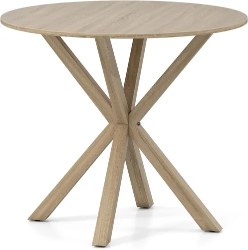 Miniatura 10 de Tangkula Mesa de comedor redonda de 36 pulgadas, mesa de cocina moderna de mediados de siglo con patas de madera de goma, mesa vintage con base