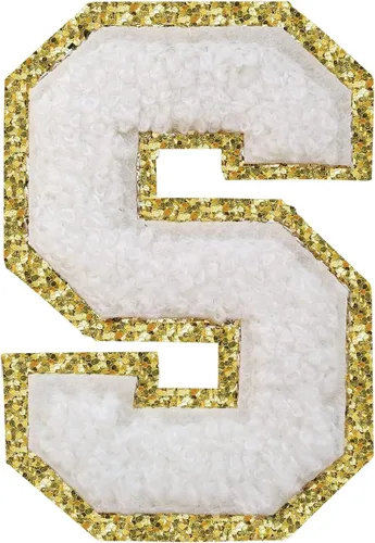 Miniatura 63 de Parches de letras termo-adhesivas de felpilla para chaquetas, parches de letras universitarias con brillantina para planchar en la letra azul A