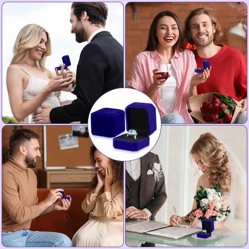 Miniatura 5 de Laumoi Caja de terciopelo para anillos de 36 piezas para ceremonia de boda, cajas de joyería de compromiso, estuche de exhibición para anillos