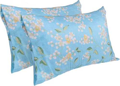 Miniatura 2 de JSD Juego de sábanas con estampado floral azul, tamaño Queen, 4 piezas, sábanas de microfibra con patrón suave, bolsillo extra profundo Sakura