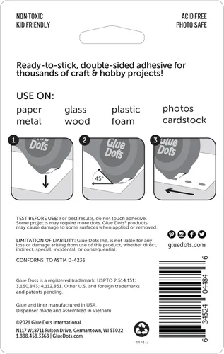Miniatura 3 de Glue Dots, Craft Dots Dot N' Go - Dispensador de doble cara, 3/8 pulgadas, 0.38 pulgadas, 200 puntos, cinta adhesiva para manualidades, puntos