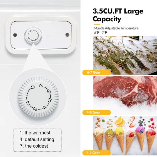 Miniatura 4 de Congelador vertical compacto, congelador de control mecánico con termostato ajustable de 7 grados, congeladores verticales EP23796