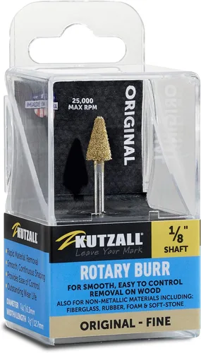 Miniatura 11 de Kutzall Fresa Rotary Cónica Original, Eje de 1⁄8", Fina - Broca de Tallado de Madera para Dremel, Foredom, DeWalt, Milwaukee. Carburo de Tungsteno