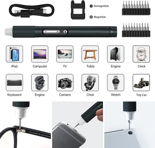 Miniatura 5 de Mini destornillador eléctrico, JAKEMY destornillador de potencia de par ajustable de doble modo, destornillador de precisión magnético inalámbrico