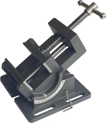 HFS (R) Tornillo de prensa de hierro fundido de 4 pulgadas para taladrar, roscar y escariar con ajustes de ángulo, ancho de mandíbula de 4 pulgadas