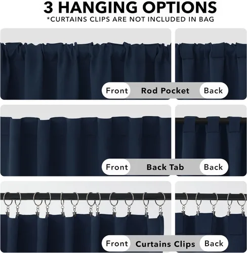 Miniatura 2 de Deconovo Cortinas opacas con pestaña trasera, cortinas opacas con aislamiento térmico, cortinas de oscurecimiento de habitación para dormitorio, 52