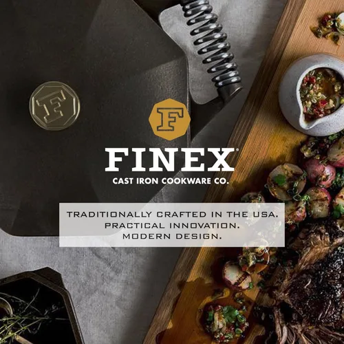 Miniatura 9 de FINEX Sartén de hierro fundido de 8 pulgadas, reliquia moderna, hecha a mano en los Estados Unidos, pre-sazonada con aceite de linaza orgánico