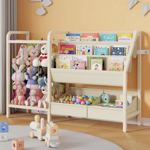 B5 - Estantería infantil y almacenamiento de juguetes, estante para libros para habitaciones de niños, estantes para libros para niños pequeños con