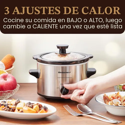 Miniatura 2 de MaxiMatic Elite Gourmet olla de cocción lenta de 1.5 qt, Plateado