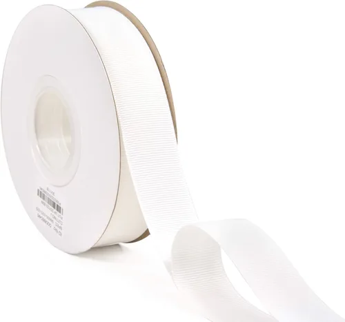 Miniatura 2 de YAMA Rollo de cinta de grogrén sólido, 1 pulgada, 25 yardas para cintas de envoltura de regalos, color blanco