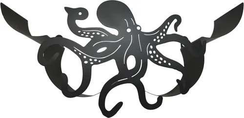 Miniatura 7 de Octopus - Almacenamiento de papel higiénico de pared de metal, soporte de papel higiénico negro, soporte de papel de metal decorativo de animales