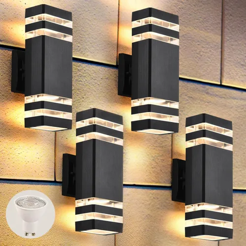 Miniatura 11 de DASTOR Lámpara de Pared Moderna para Exteriores, Luminaria Negra para Exteriores Montaje en Pared, Cuerpo de Aluminio Luces Exteriores para Casa