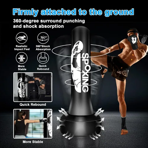 Miniatura 3 de Freestanding Punching Bags for Adults Teens - 70" Heavy Bag with Stand Men Standing Boxing Inflatable Kickboxing Training MMA Muay Thai Fitness
