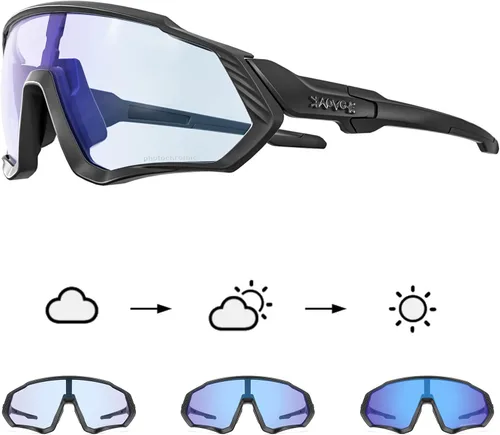 KAPVOE Gafas de ciclismo fotocromáticas para hombres y mujeres, gafas de sol para bicicleta de montaña MTB, para bicicleta de montaña Clear - K9408