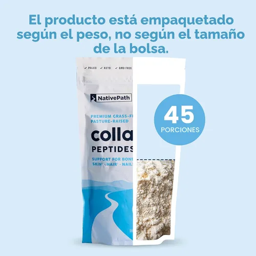 Miniatura 5 de NativePath Proteína de péptidos de colágeno – Polvo de colágeno hidrolizado tipo 1 y 3 para piel, cabello y uñas, 15.9 onzas (45 porciones)
