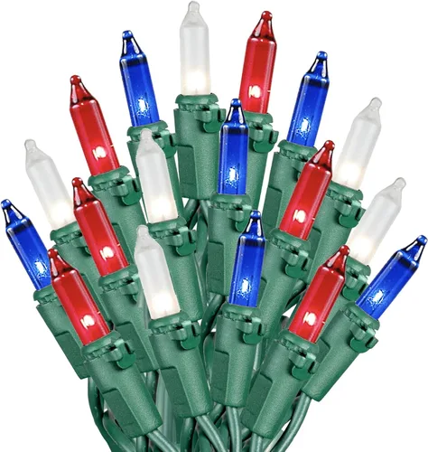 Miniatura 11 de Novelty Lights Mini luces incandescentes tradicionales de 50 pies, 100 bombillas, color morado sobre cable verde con espacio de 6 pulgadas, grado