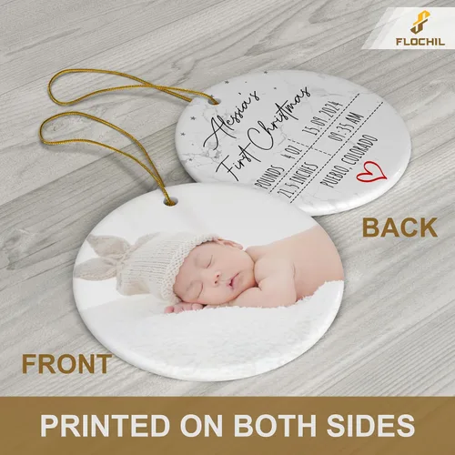 Miniatura 2 de FLOCHIL Adorno personalizado para la primera Navidad del bebé 2024 para niña, adorno personalizado de primera Navidad para bebés 2024 con nombre