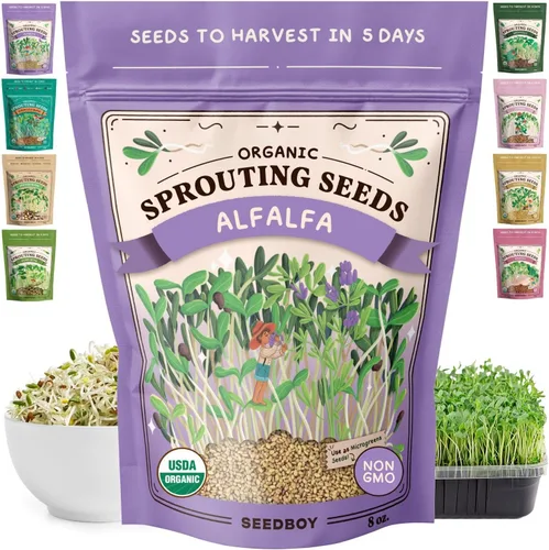 Miniatura 13 de Seedboy Semillas orgánicas sin OMG, mezcla de ensalada fresca, mezcla de microverduras cultivadas en Estados Unidos con alfalfa, brócoli, rábano