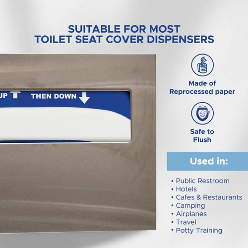 Miniatura 4 de MED PRIDE Sábanas protectoras de baño ecológicas – Fundas de asiento de inodoro desechables sépticas [paquete de 250] – Fundas de asiento de inodoro