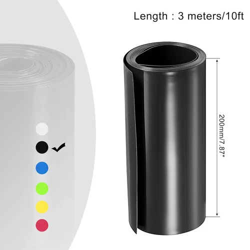 Miniatura 2 de MECCANIXITY Envoltura de Batería de PVC Termorretráctil de 127 mm de Diámetro 200 mm Plana 10 Pies (3 metros) Negra con Buena Aislación para Paquete
