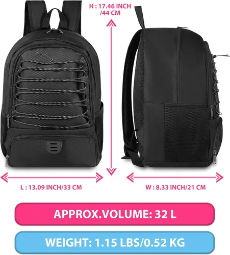 Miniatura 6 de Mochila de baloncesto para hombres y mujeres con compartimento para pelota y zapatos, capacidad de 30L, ligera y transpirable, mochila de fútbol