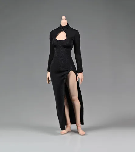 Miniatura 3 de Ropa femenina a escala 1/6, falda Cheongsam elástica para disfraz de 12 pulgadas PH TBL JO figura de acción (rosa)