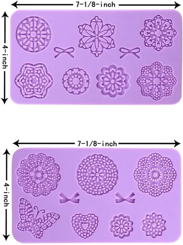 Miniatura 4 de Moldes de fondant de encaje en relieve, múltiples círculos de flores de encaje, herramienta de decoración de pasteles de boda, molde de silicona
