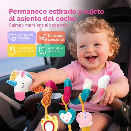 Miniatura 2 de Juguetes de Asiento de Coche hahaland para Bebés de 0 a 6 Meses Niña - Juguetes de Bebé de 3 a 6 Meses - Sonajero, Espejo, Crujiente, Juguetes