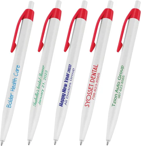 Miniatura 13 de (50 bolígrafos blancos) impresos en Estados Unidos, bolígrafo de tinta de escritura personalizado, impreso con tu logotipo y texto