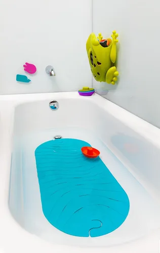 Miniatura 5 de Boon B11192 RIPPLE - Tapete antideslizante para bañera de bebé con gancho para colgar y orificios de drenaje, color azul