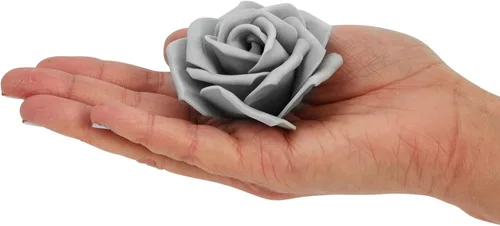 Miniatura 6 de Bright Creations Rosas de espuma de flores artificiales, paquete de 100 cabezas de flores de polietileno gris de 3 pulgadas, rosas grises sin tallo