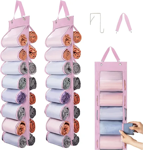 Miniatura 13 de DHSFKBE Organizador de Almacenamiento de Leggings - 2 PCS Organizador de Camisetas, Organizadores de Armario Colgantes y Almacenamiento con 16 Gris