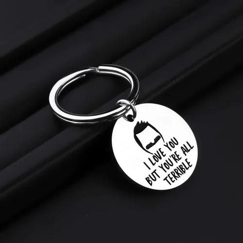 Miniatura 4 de ENSIANTH Llavero inspirado en Bob con texto en inglés "I Love You But You're All Terrible Burgers", regalo para fanáticos de Bob Belcher