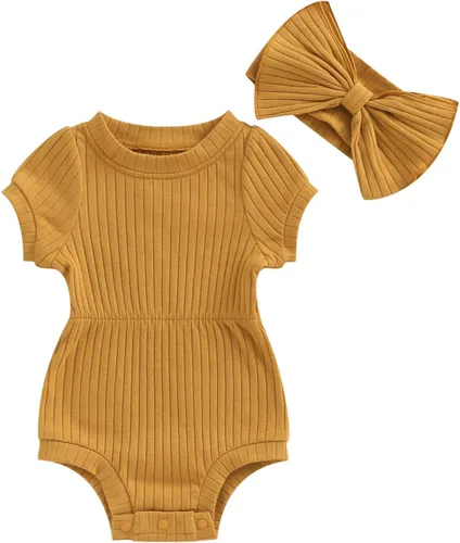 Miniatura 8 de Traje de verano para niña pequeña, de manga corta, acanalado, overol liso, pantalones cortos, ropa para recién nacidos